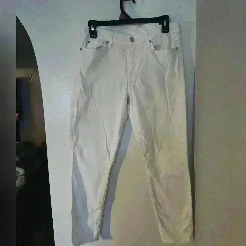 FOR ALL 7MANKIND white COLOR HIGH-RISE SKINNY LEG #236